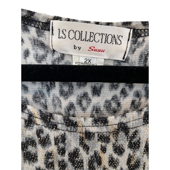 LS Collections by Suau Plus Size Long Sleeve Sparkle Animal Print Top Size 2X - Picture 2 of 4